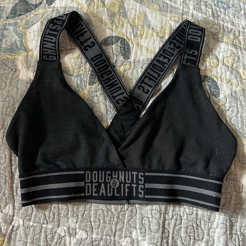 Doughnuts and deadlifts sports bra